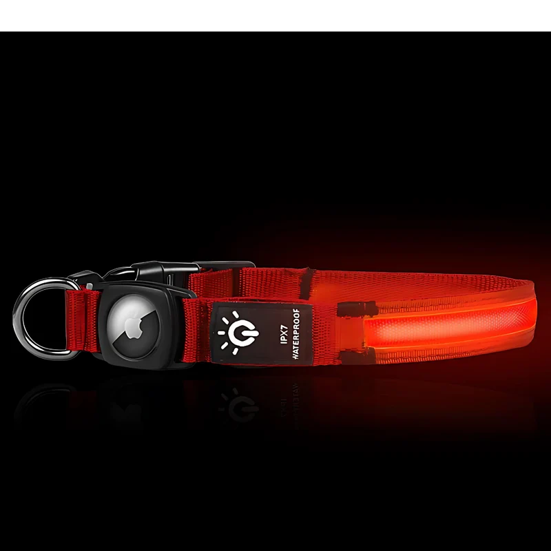 Wasserdichtes LED AirTag Hundehalsband mit USB-C