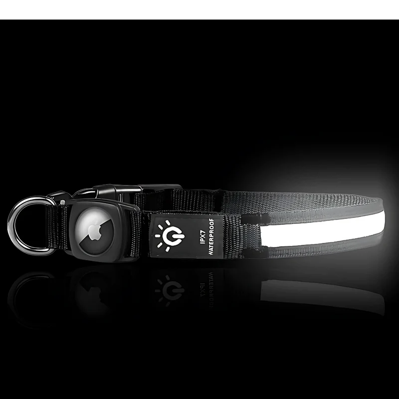 Wasserdichtes LED AirTag Hundehalsband mit USB-C