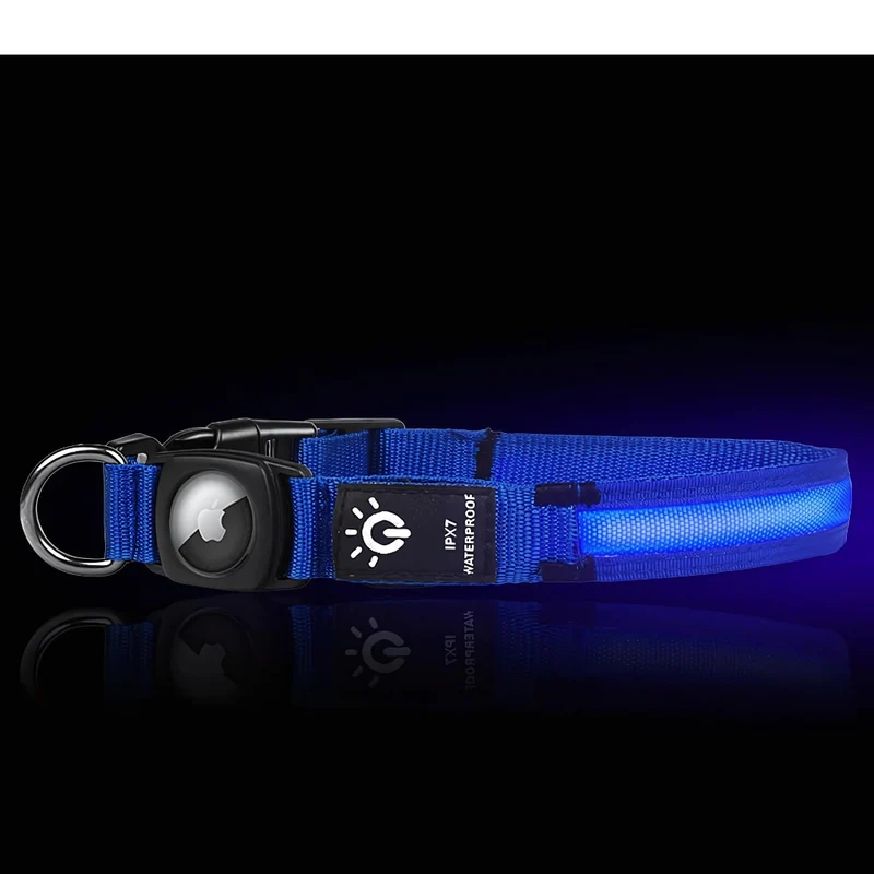 Wasserdichtes LED AirTag Hundehalsband mit USB-C
