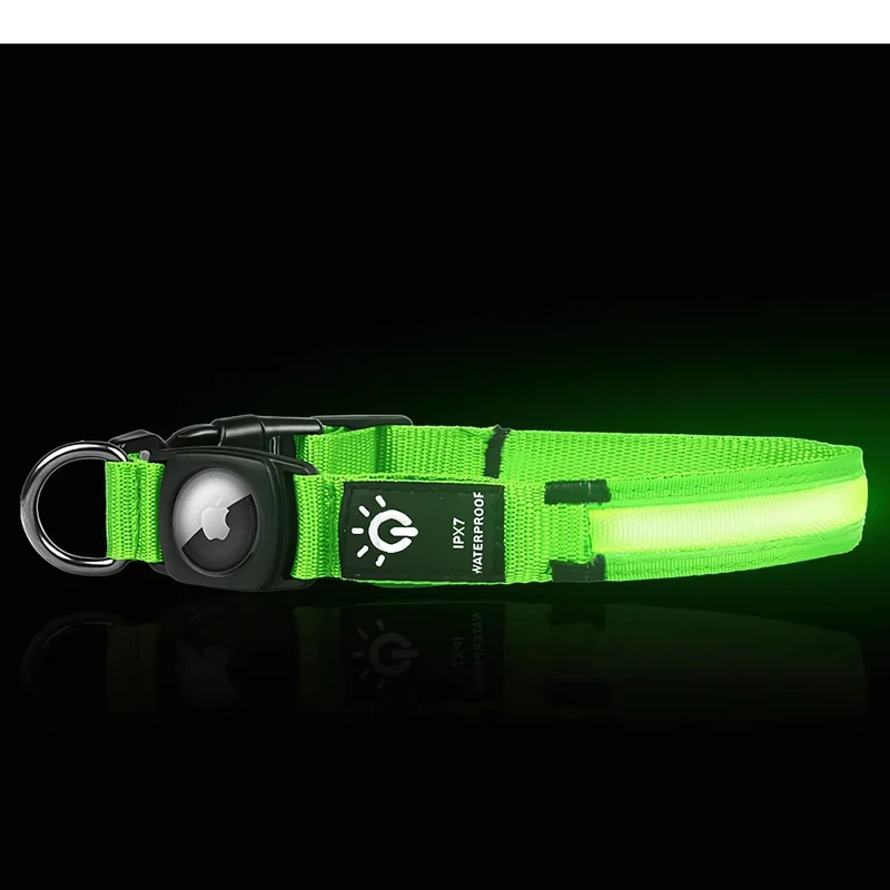 Wasserdichtes LED AirTag Hundehalsband mit USB-C