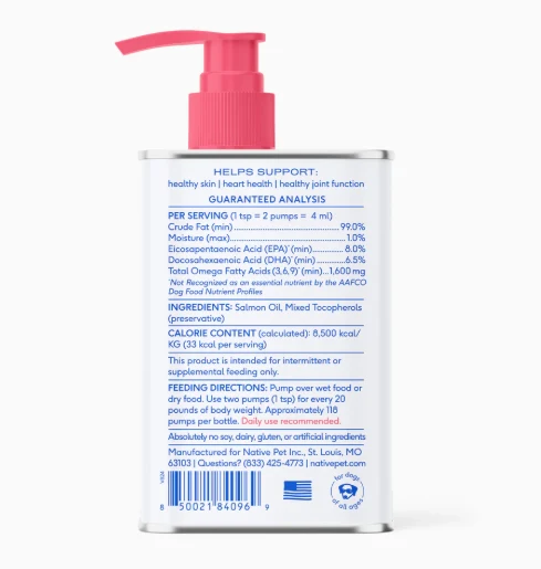 Native Pet Sockeye Salmon Oil 8oz