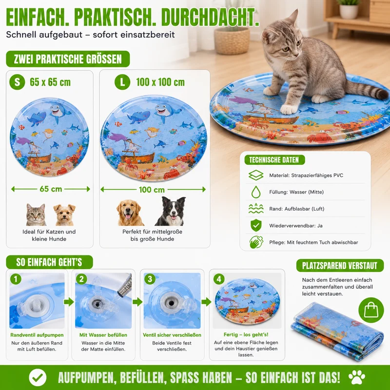 Erfrischende Wassermatte für Haustiere