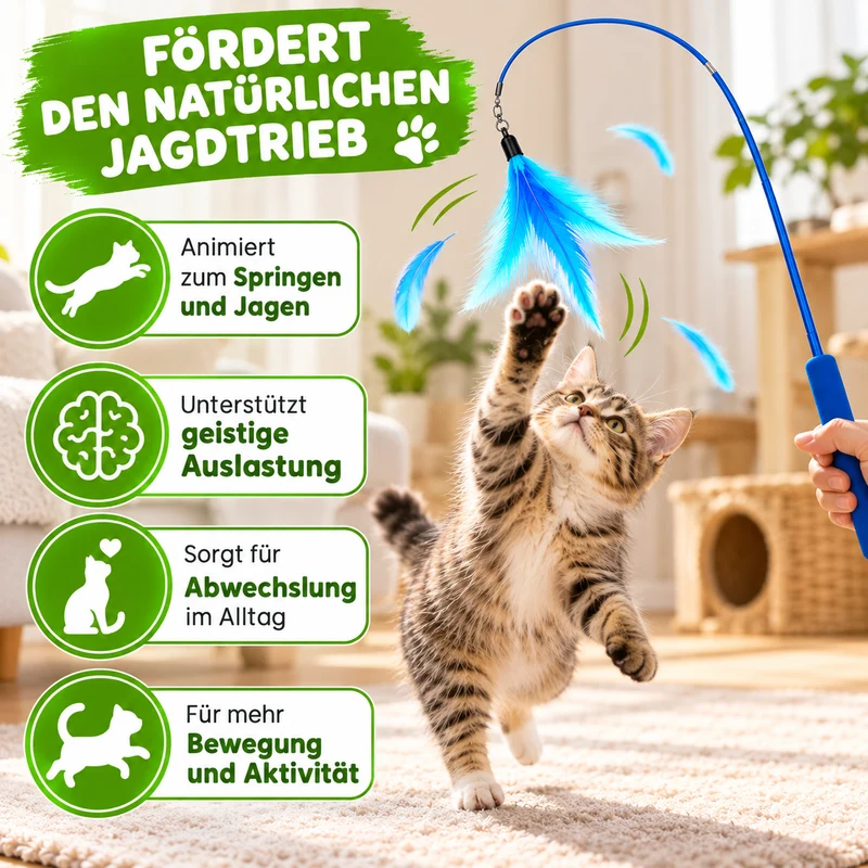Katzen-Federspielzeug mit Zauberstab