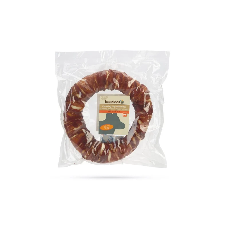 Beeztees Hundesnack Rinderhaut Ring mit Ente