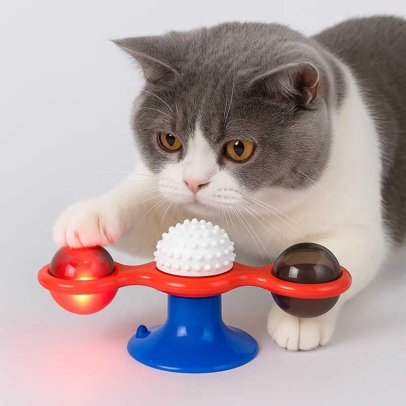 Windmühlen-Katzenspielzeug mit Zahnpflege
