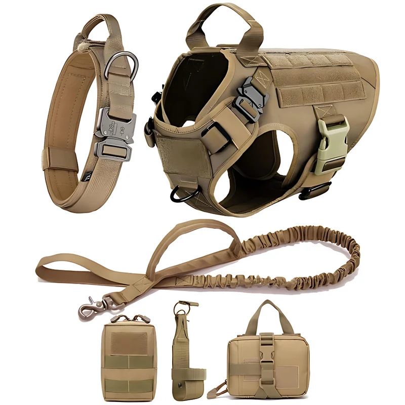 6 in 1 Komplettes Militär Hundegeschirr und Leinen-Set für Training und Spaziergänge