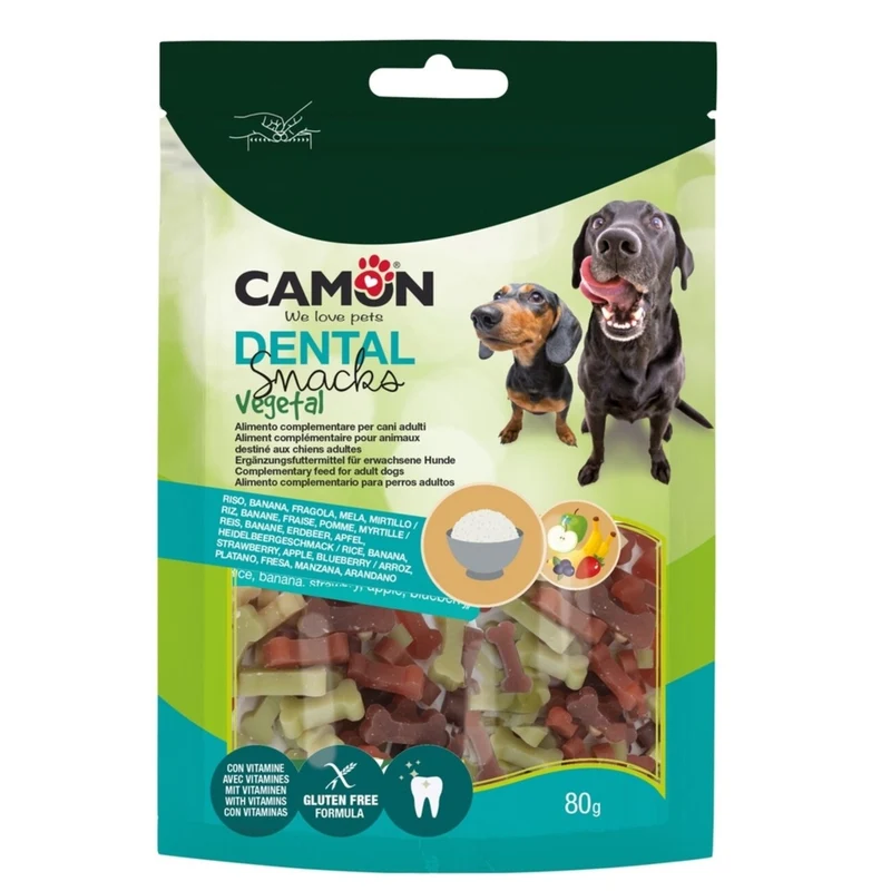 CAMON Veggie Früchtemix Hundesnack in Knochenform – Banane, Erdbeere, Apfel & Blaubeere