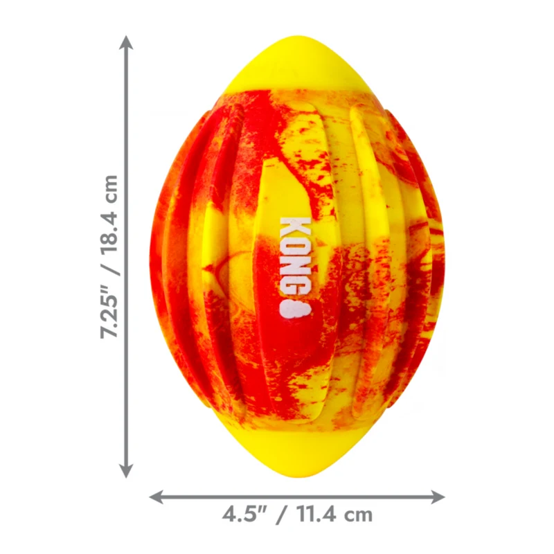 KONG Flexball Sport Football – Robustes Hundespielzeug mit Piepser & schwimmfähig