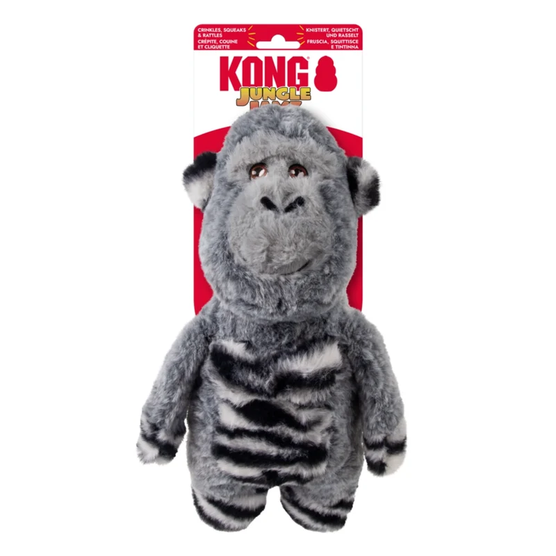 KONG Jungle Jamz Gorilla – Robustes Plüsch-Hundespielzeug mit Quietscher & Rassel