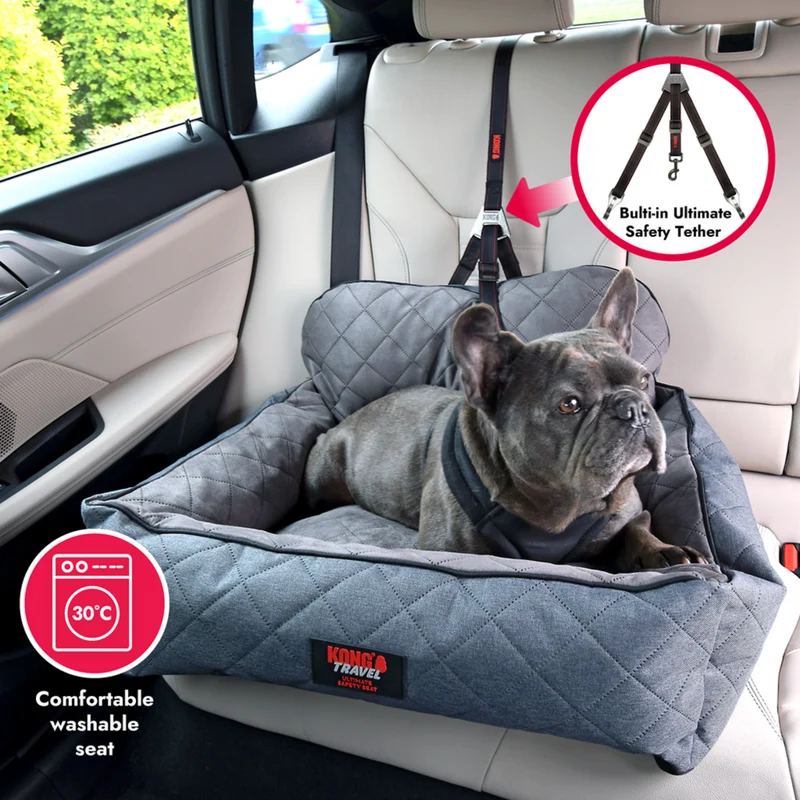 KONG Ultimate Safety Seat & Tether – Hunde-Autositz mit Sicherheitsgurt | 48×50 cm