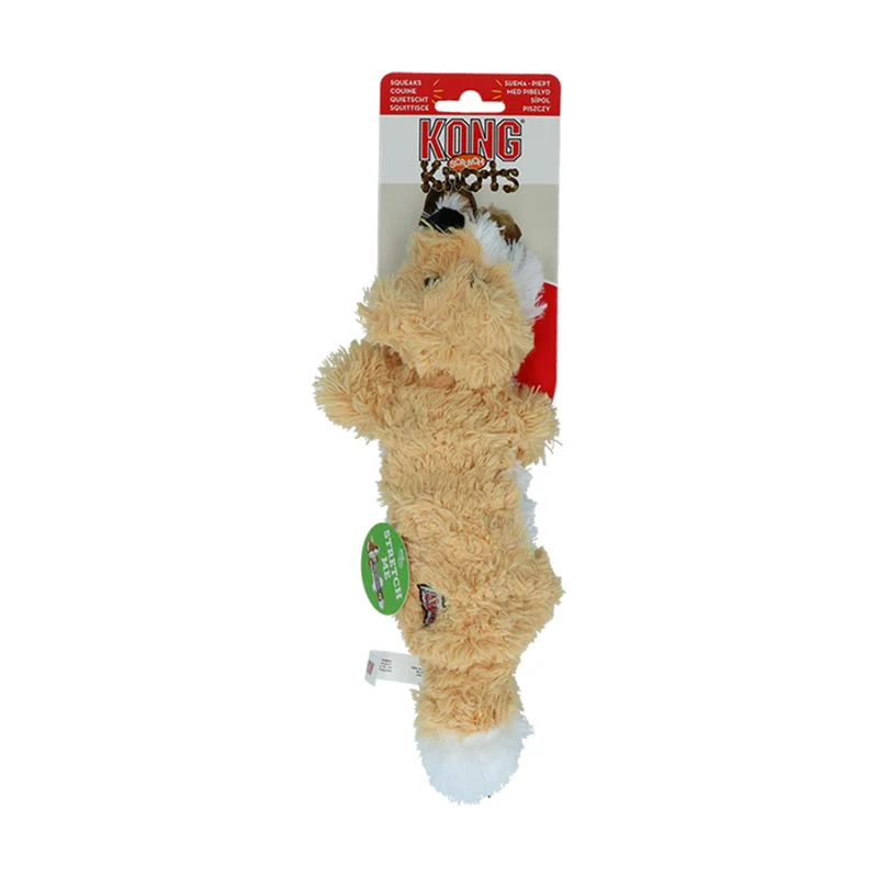 KONG Scrunch Knots – Plüsch-Zerrspielzeug für Hunde mit Quietscher & Seilknoten | S/M & M/L