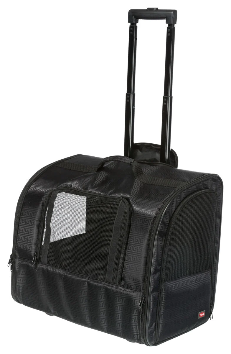 Schwarzer Katzen- und Hundetrolley Elegance mit Jacquardmuster und versenkbarem Teleskopgriff