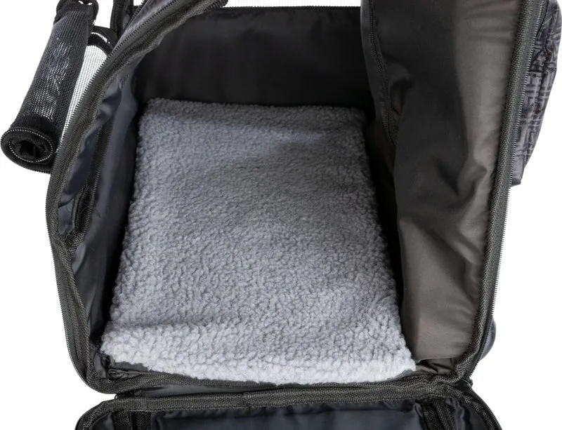 Schwarzer Katzen- und Hundetrolley Elegance mit Jacquardmuster und versenkbarem Teleskopgriff