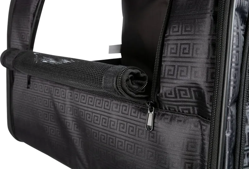 Schwarzer Katzen- und Hundetrolley Elegance mit Jacquardmuster und versenkbarem Teleskopgriff