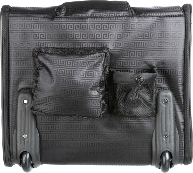 Schwarzer Katzen- und Hundetrolley Elegance mit Jacquardmuster und versenkbarem Teleskopgriff