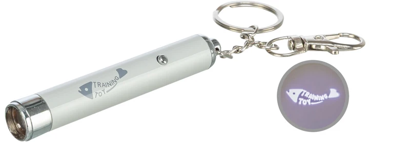 batteriebetriebener LED Pointer am Schlüsselring mit Fischmotiv für Katzen
