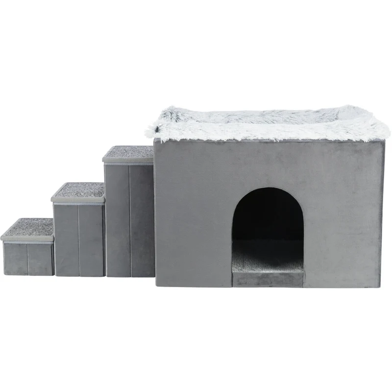 Hunde Beistellbett Harvey mit Treppe und Höhle