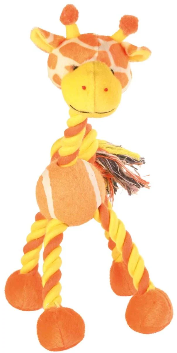 Giraffe mit Tennisball und Tau