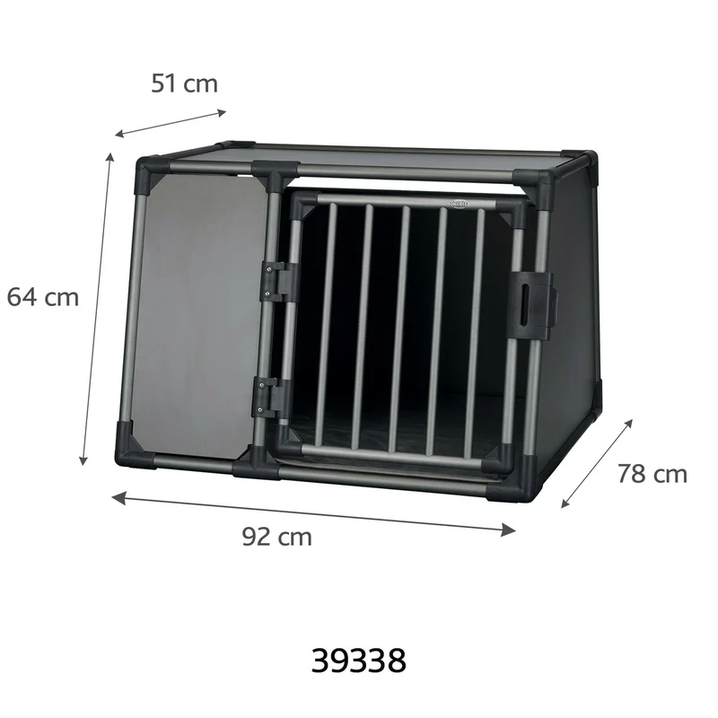 TRIXIE Hunde Alubox Transportbox Aluminium in Grafit – Sicherer Reisebegleiter fürs Auto