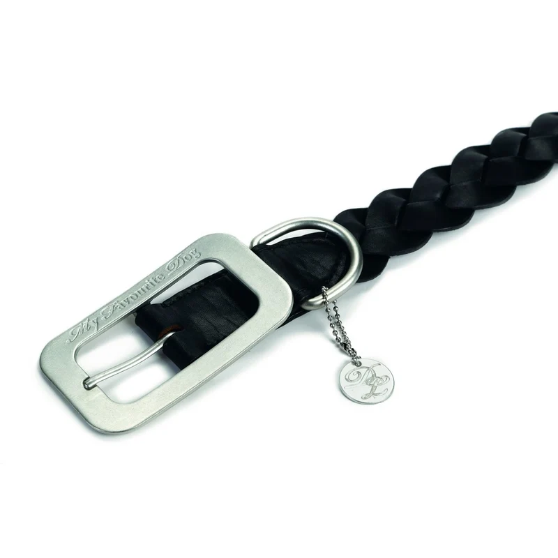 Designed By Lotte Lederhalsband für Hunde geflochten