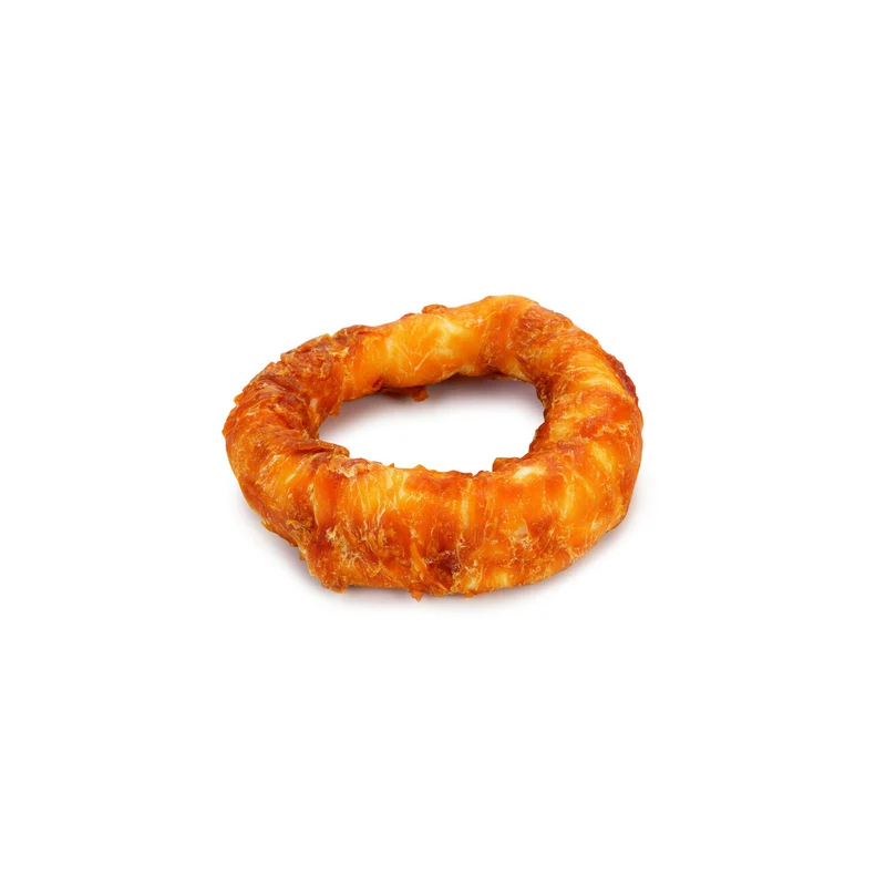 Beeztees Rinderhaut Ring mit Huhn – Kausnack für Hunde
