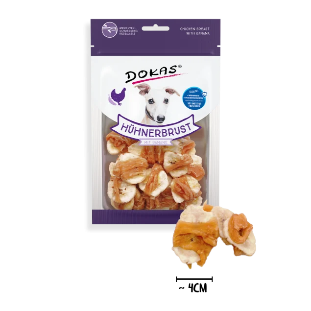 Dokas Hunde-Snack Hühnerbrustfilet mit Banane – Natursnack 70g