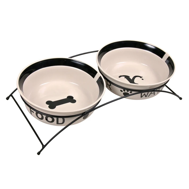 Keramik Hundenapf Set mit Metallhalterung