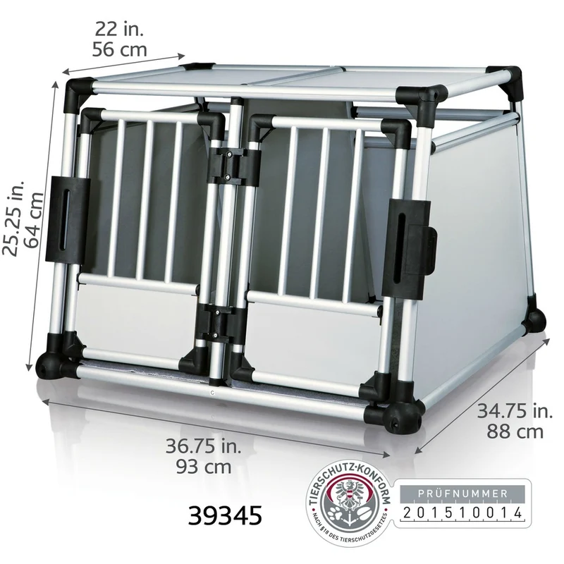 Trixie Doppel Transportbox Alubox Autobox für 2 Hunde