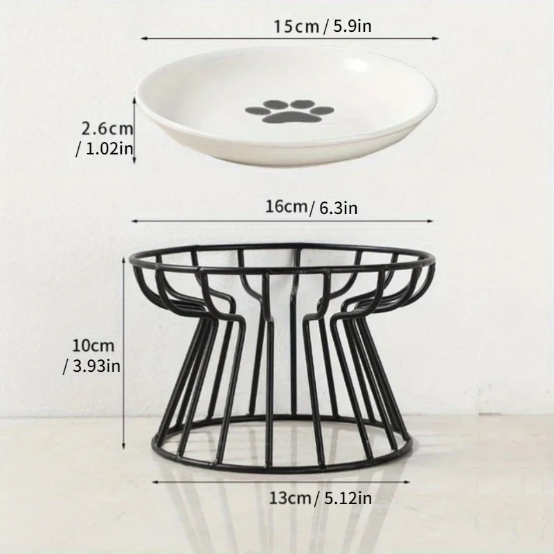 Cat Lift Bowl with Metal Stand Pet Ceramic Food Snacks Feeding Elevated Feeder Kitten Puppy Dish Dog Supplies Accessories Doggie