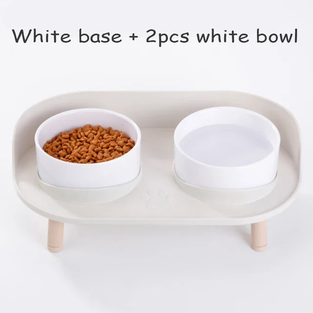 Food Feeders Pet Cat Double Bowls Feeder Adjustable Height Cats Dogs Drinker Water Bowl Dish Elevated Feeding Kitten Supplies