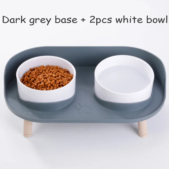 Food Feeders Pet Cat Double Bowls Feeder Adjustable Height Cats Dogs Drinker Water Bowl Dish Elevated Feeding Kitten Supplies