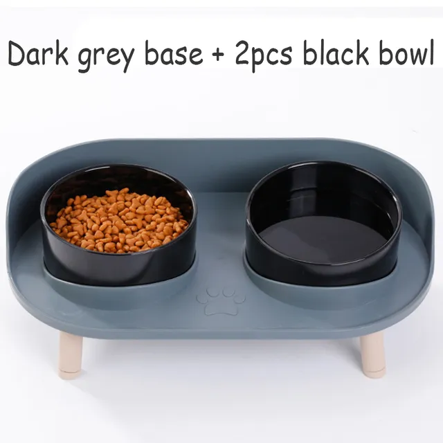 Food Feeders Pet Cat Double Bowls Feeder Adjustable Height Cats Dogs Drinker Water Bowl Dish Elevated Feeding Kitten Supplies