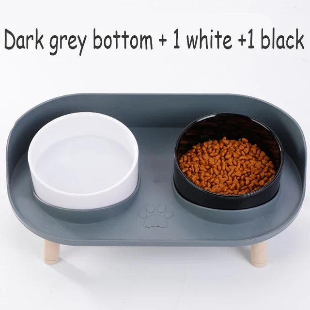 Food Feeders Pet Cat Double Bowls Feeder Adjustable Height Cats Dogs Drinker Water Bowl Dish Elevated Feeding Kitten Supplies