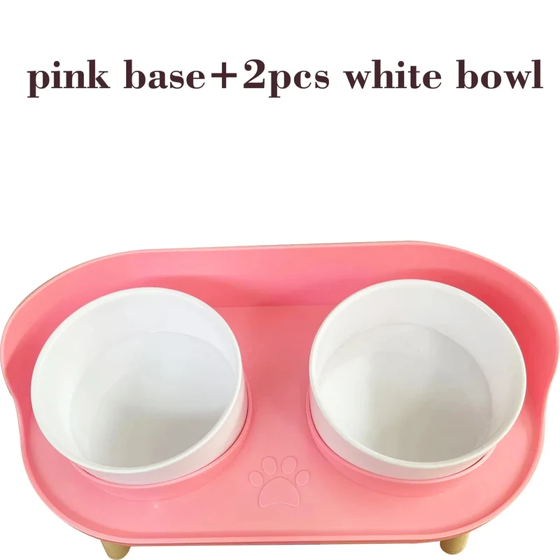 Food Feeders Pet Cat Double Bowls Feeder Adjustable Height Cats Dogs Drinker Water Bowl Dish Elevated Feeding Kitten Supplies