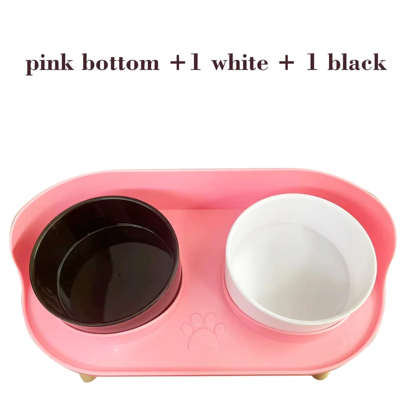Food Feeders Pet Cat Double Bowls Feeder Adjustable Height Cats Dogs Drinker Water Bowl Dish Elevated Feeding Kitten Supplies
