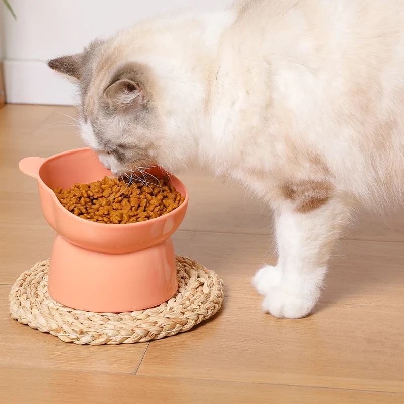 Pet food bowl Tilt high bottom neck protector against choking dog and cat birdbits against dumping pet feeding supplies