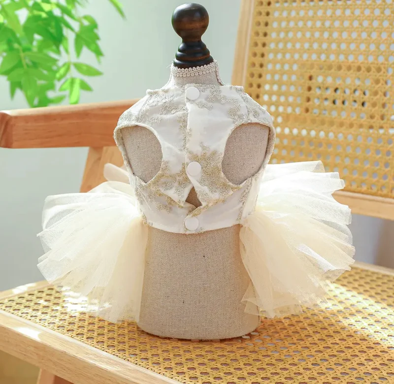White Bridal Dog Wedding Dress