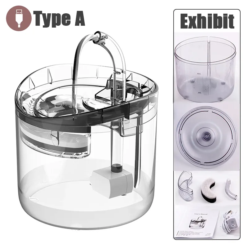 2L Intelligent Cat Water Fountain With Faucet Dog Water Dispenser Transparent Drinker Pet Drinking Filters Feeder Motion Sensor