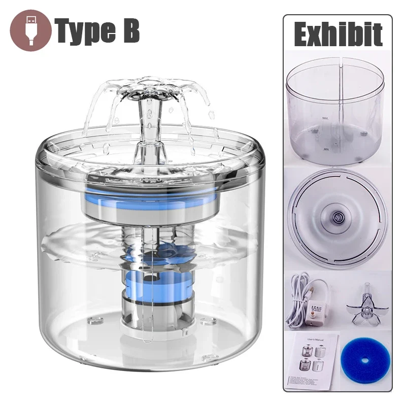2L Intelligent Cat Water Fountain With Faucet Dog Water Dispenser Transparent Drinker Pet Drinking Filters Feeder Motion Sensor