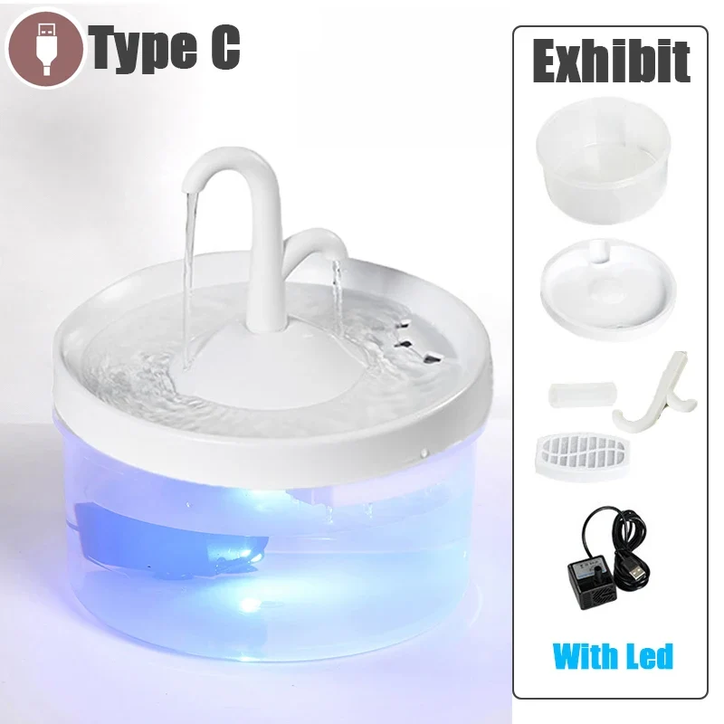 2L Intelligent Cat Water Fountain With Faucet Dog Water Dispenser Transparent Drinker Pet Drinking Filters Feeder Motion Sensor