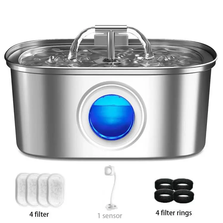 3.2L Cat Drinking Fountain Automatic Stainless Steel Pet Dogs Water Dispenser Ultra-quiet Pump Water Foutain For Multiple Pets