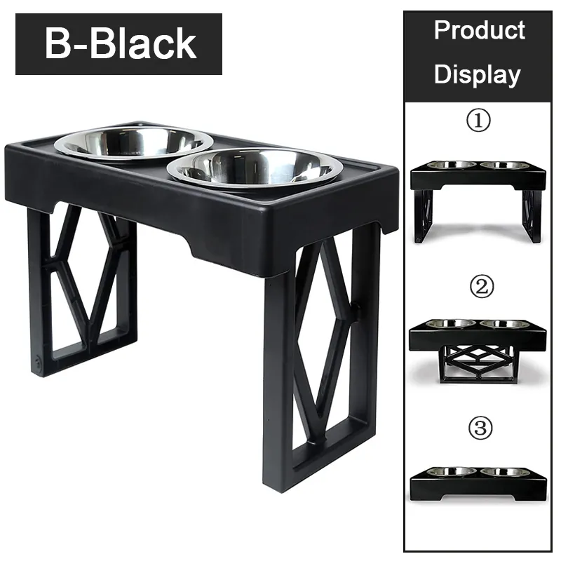 Dog Double Bowls Stand Adjustable Height Pet Feeding Bowl With Slow Food Bowl Elevated Food Water Feeders Lift Table for Dog Cat