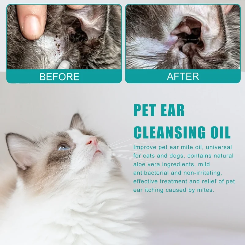 Pet Ear Cleaner Mites Control Relieve Itching Against Puppy Infection Remove Cat Ear Mite Odor Mild Wash Dog Ear Cleaning Liquid