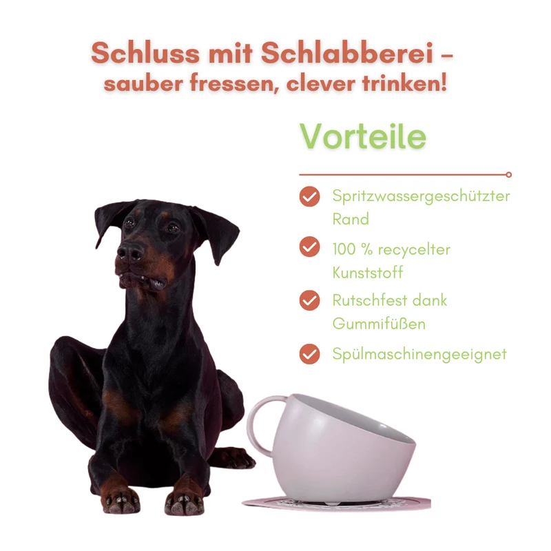 Antischlabbernapf Tassenform – 2,5L, Recycelt & Spritzfreies Trinken