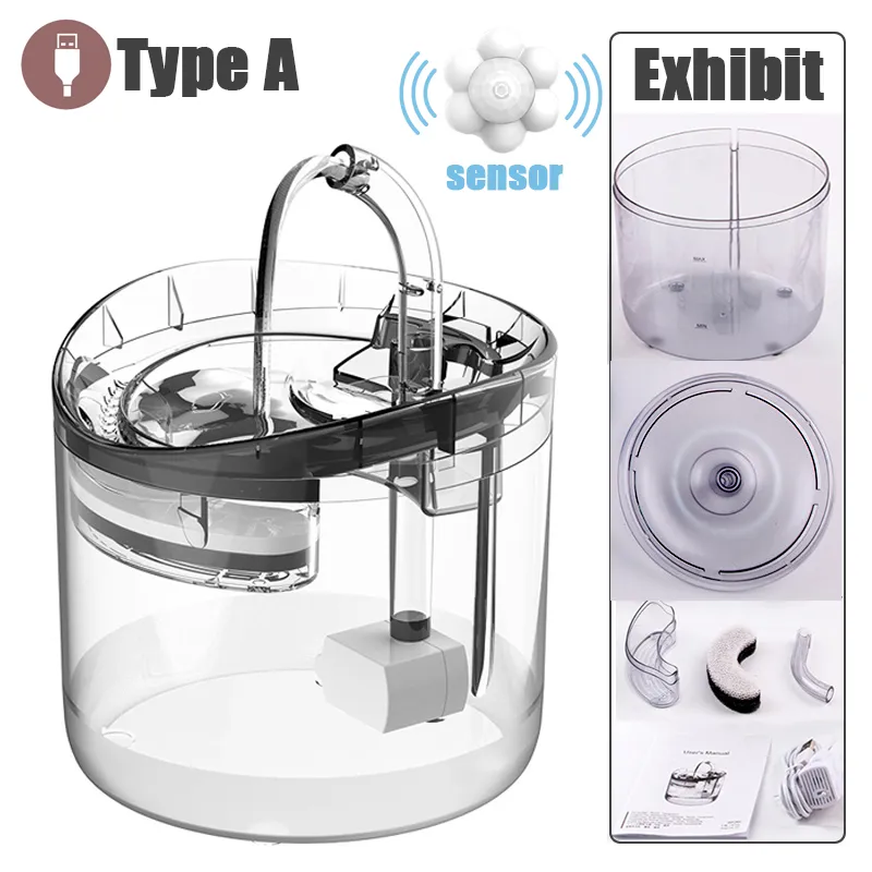 Cat Water Fountain Auto Filter USB Electric Mute Cat Drinker Bowl Recirculate Filtring Drinker for Cats Pet Water Dispenser