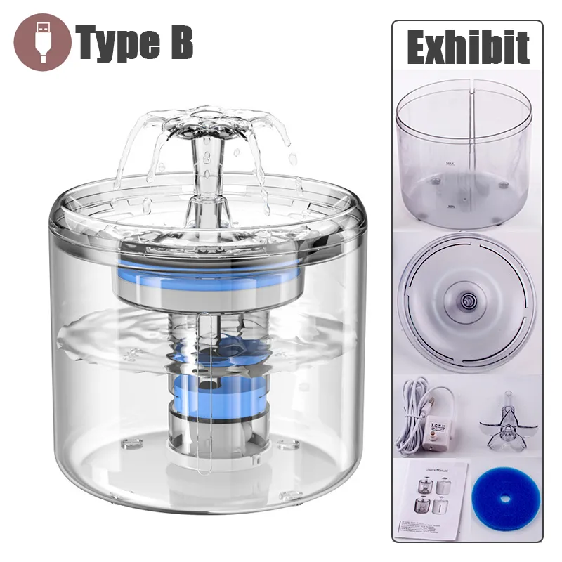 Cat Water Fountain Auto Filter USB Electric Mute Cat Drinker Bowl Recirculate Filtring Drinker for Cats Pet Water Dispenser