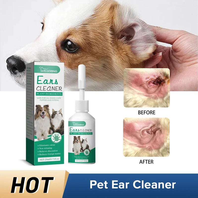 Pet Ear Drops Cat Dog Ear Cleaner Mites Removal Earwax Clean Infection Control Deodorizing Relieve Itching Dog Ear Wash Solution