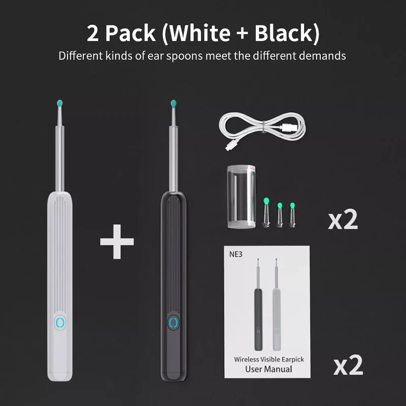 NE3 Ear Cleaner High Precision Ear Wax Removal Tool with Camera LED Light Wireless Otoscope Smart Ear Cleaning Kit Best Gift
