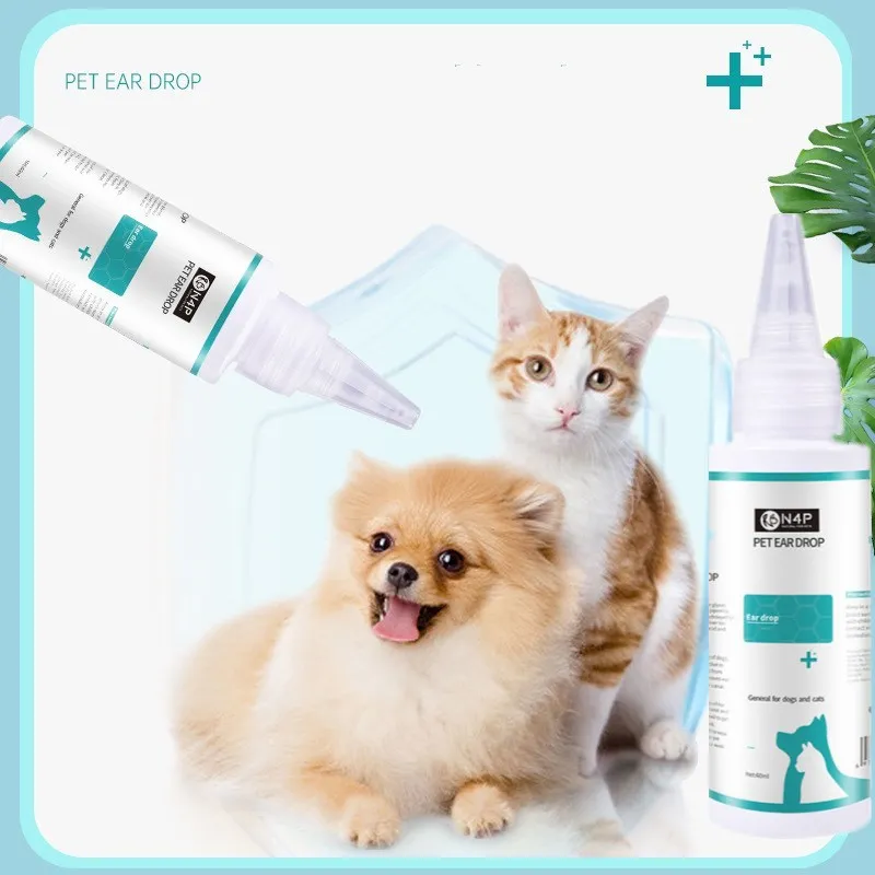 60ml Cat And Dog Ear Cleaner Pet Ear Drops For Infections Control Yeast Mites Removes Ear Mites And Ear Wax Relieve Itching