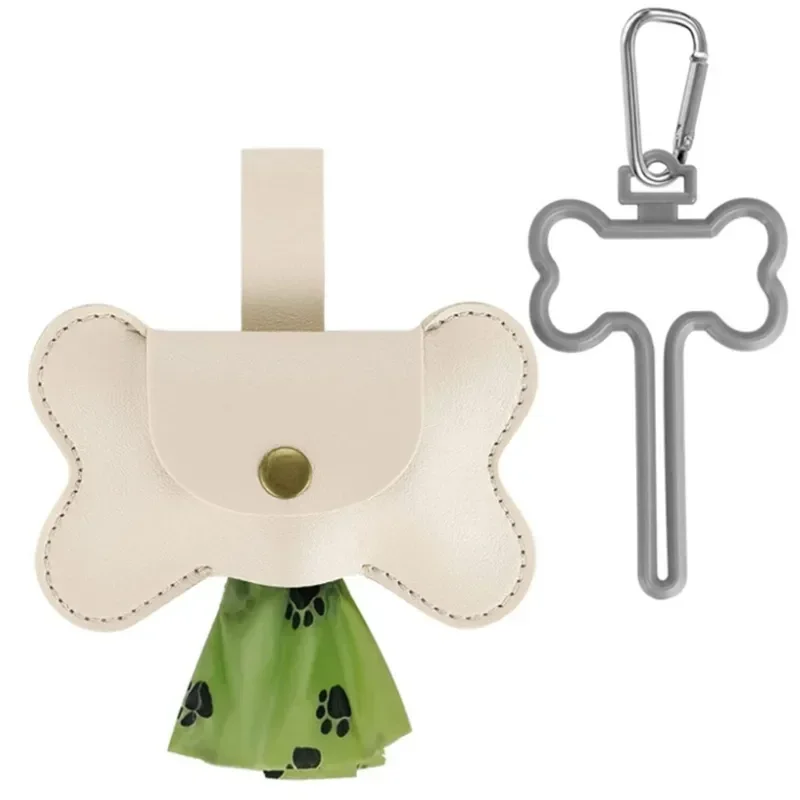 Dog Poop Pickup Bag Dispenser with Leash Clip Pet Waste Bag Dispenser for Dog Pooper Pet Outdoor PoopBag Leathers Holder
